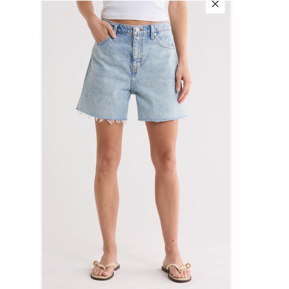 FRAME The Easy Short Light Wash Scene High Rise Raw Hem Denim Jean Shorts 30 NEW
